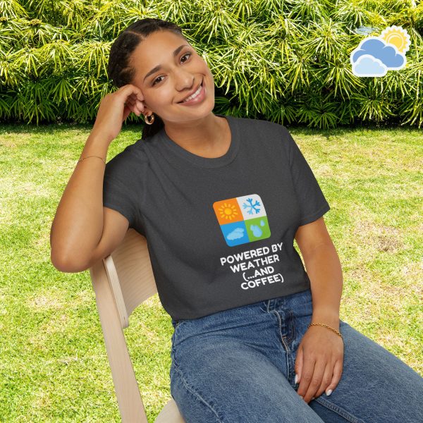 Powered By Weather and Coffee Unisex T-Shirt (Softstyle) - Image 5