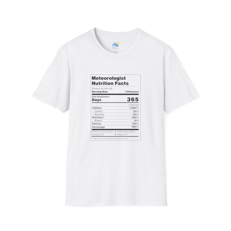 Meteorologist Nutrition Facts Unisex T-Shirt (Softstyle, White)