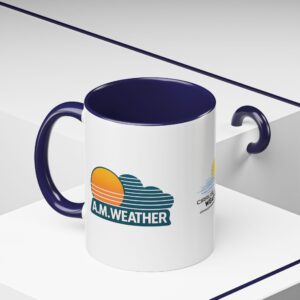 AM Weather Retro TV Logo Coffee Mug - White/Navy - Image 2