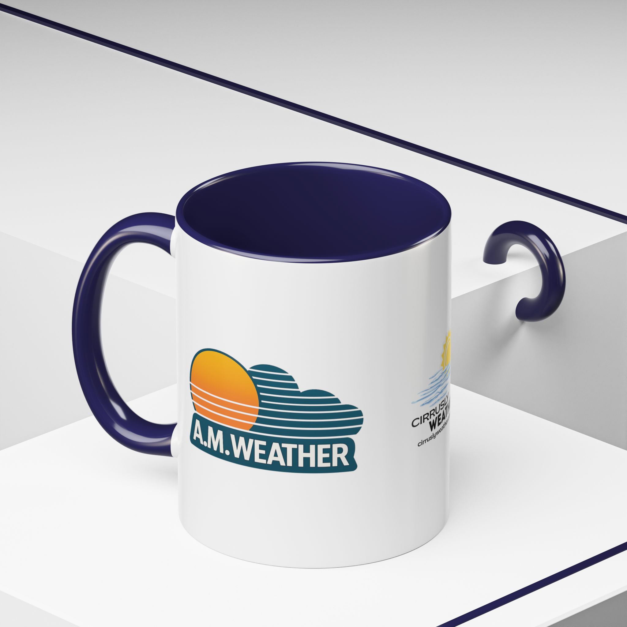 AM Weather Retro TV Logo Coffee Mug - White/Navy - Image 2