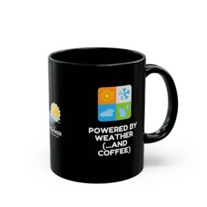 Powered by Weather & Coffee Ceramic Mug - Black - Image 3