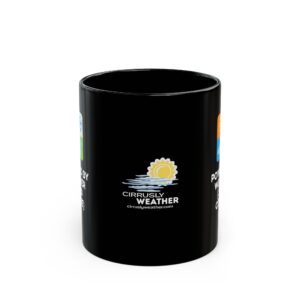 Powered by Weather & Coffee Ceramic Mug - Black - Image 2