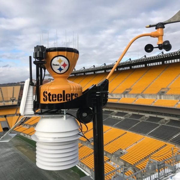 Custom Steelers Davis Vantage Pro2 Plus with 24-Hr Fan Aspiration, UV and Solar Sensors, and WeatherLink Console (6263) installed in Pittsburgh, PA.