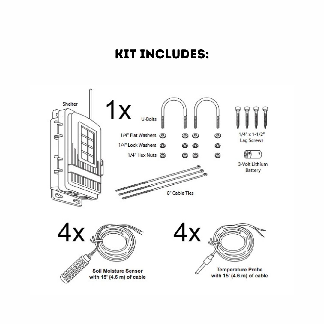 Davis Complete Wireless Soil Moisture and Temperature Station (6345CS) included components