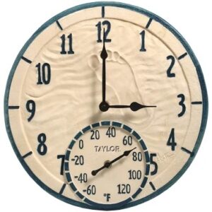 Taylor By the Sea Poly-Resin Clock with Thermometer