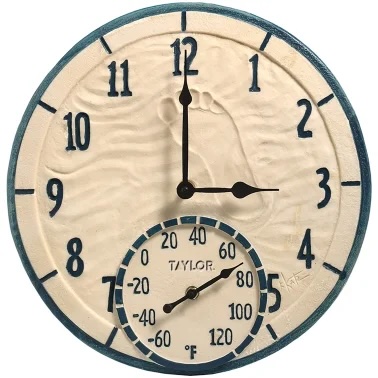 Taylor By the Sea Poly-Resin Clock with Thermometer