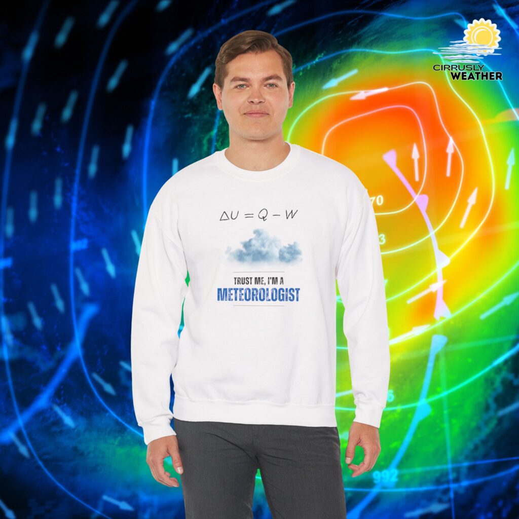 Trust Me I'm a Meteorologist Crewneck Sweatshirt, White