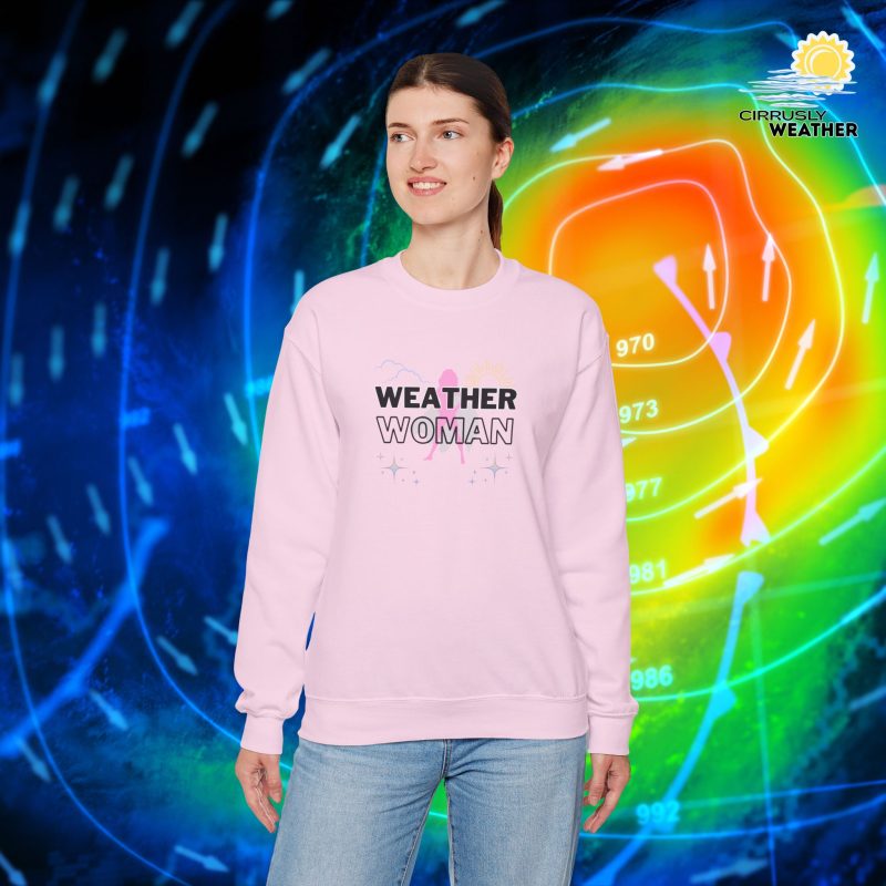 Weather Woman Crewneck Sweatshirt, Light Pink