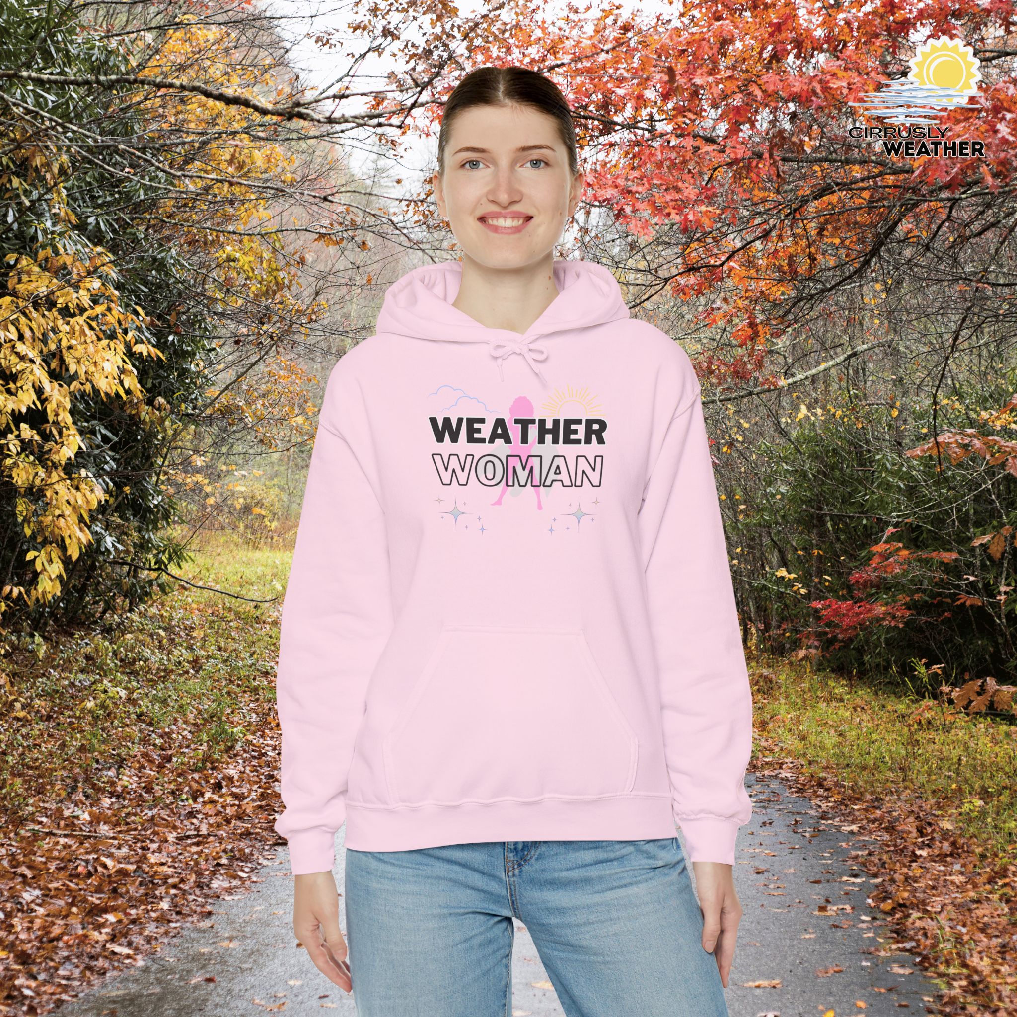 Weather Woman Hoodie, Light Pink