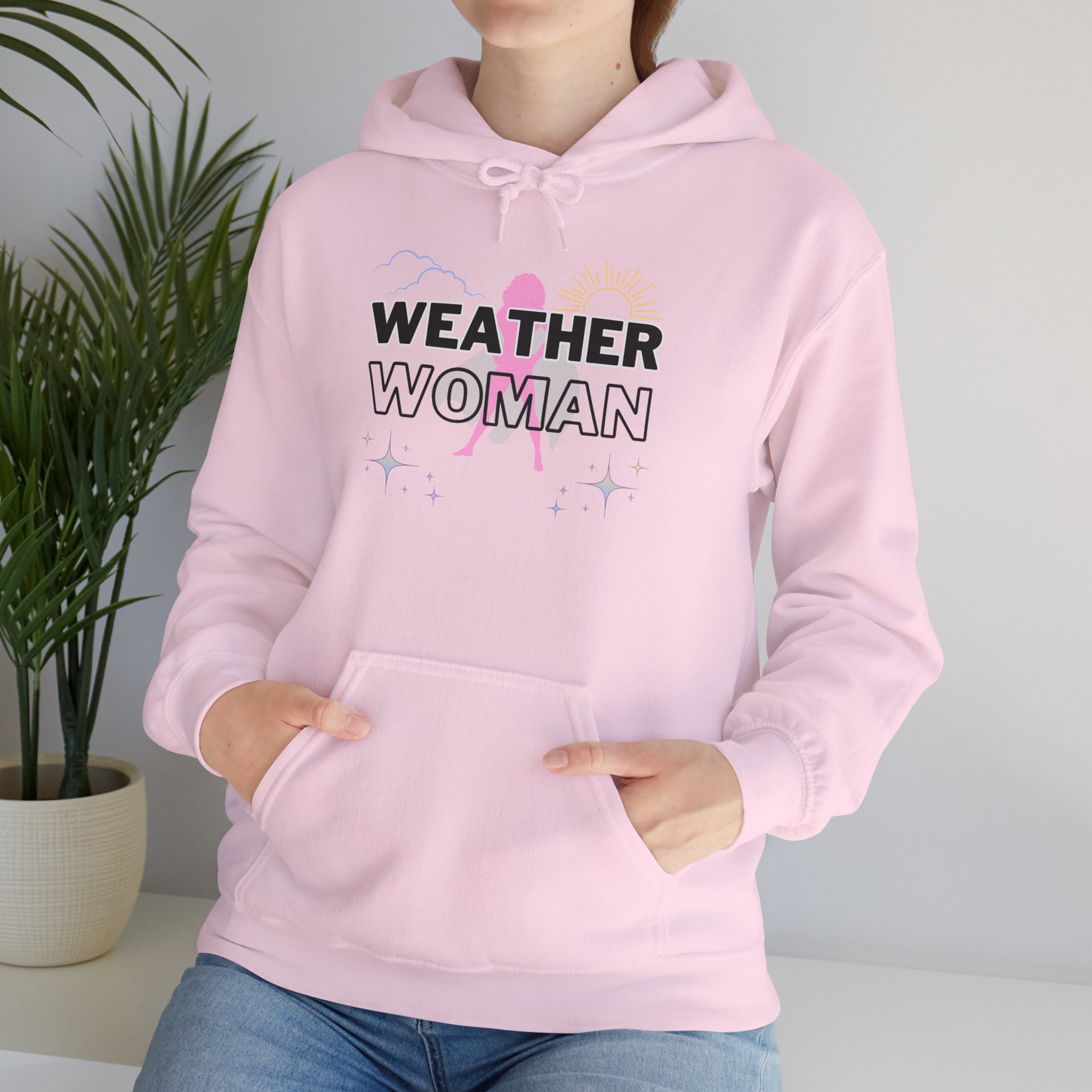 Weather Woman Hoodie, Light Pink