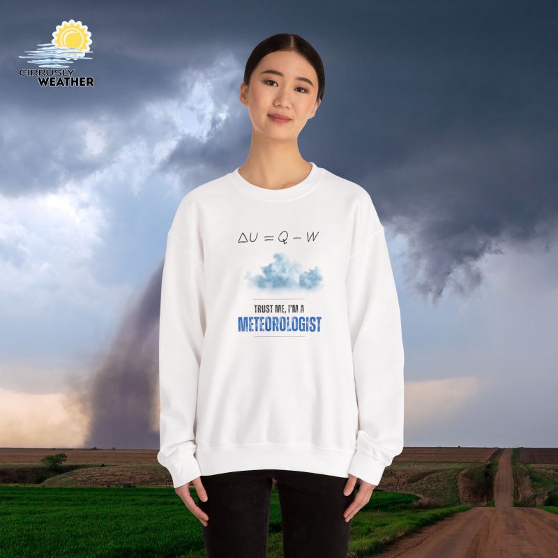 Trust Me I'm a Meteorologist Crewneck Sweatshirt, White