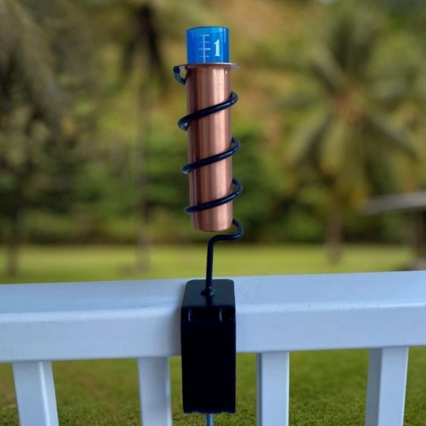 World's Coolest Solid Copper Deck Clamp Mount Rain Gauge