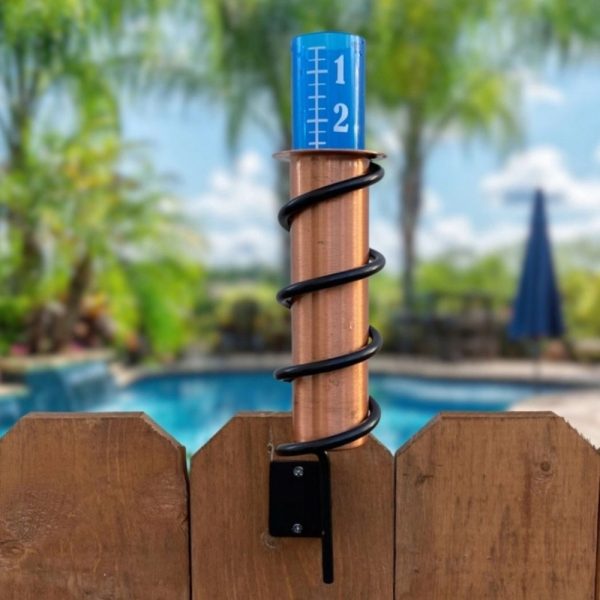 World's Coolest Solid Copper Post or Fence Mount Rain Gauge